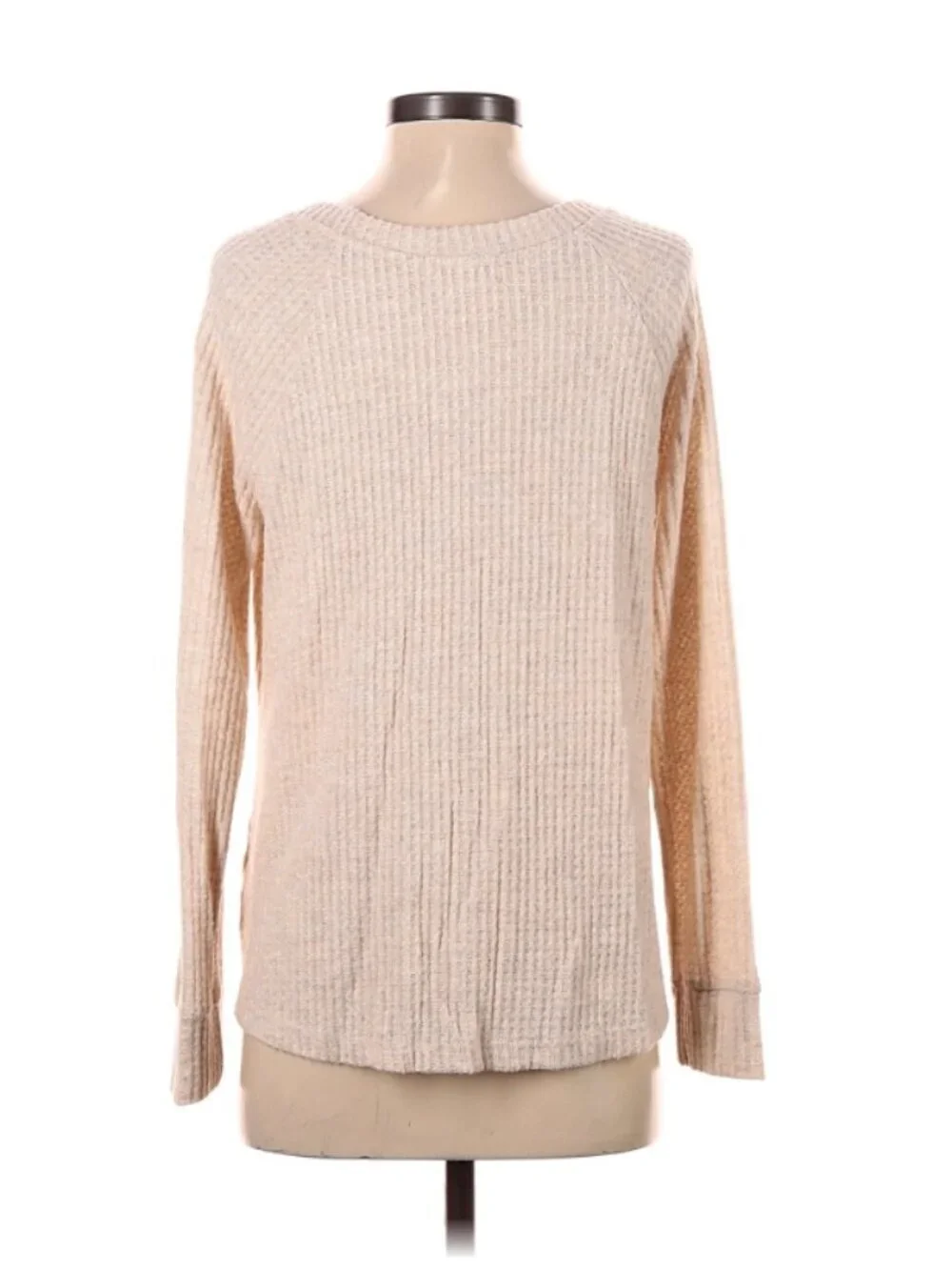 Nine Britton Stitch Fix Women's Size Medium Thermal Top Beige Tie Front Soft_2